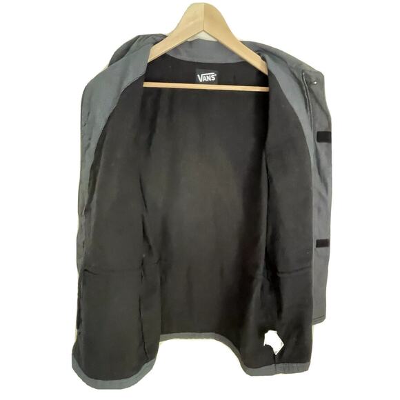 Vans Drill Chore Coat Gray Full Zip Lined Herringbone Pattern Cotton Men Sz Med - Picture 3 of 16